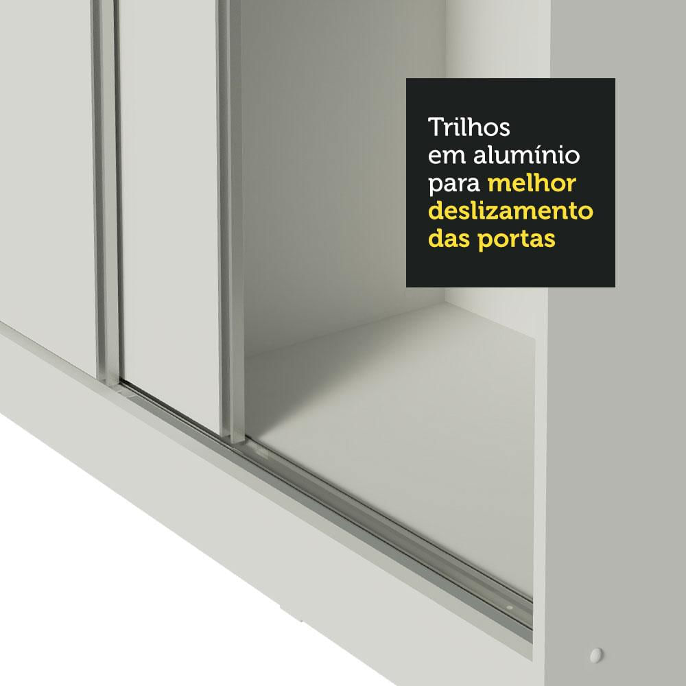 Guarda-Roupa Casal Madesa Napoli 3 Portas de Correr Central com Espelho - Branco Branco