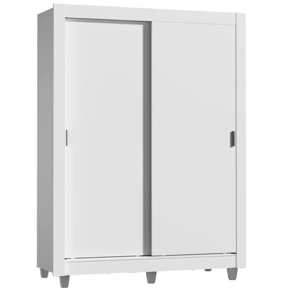 Guarda-Roupa Solteiro Madesa Denver 2 Portas de Correr com Pés - Branco Branco