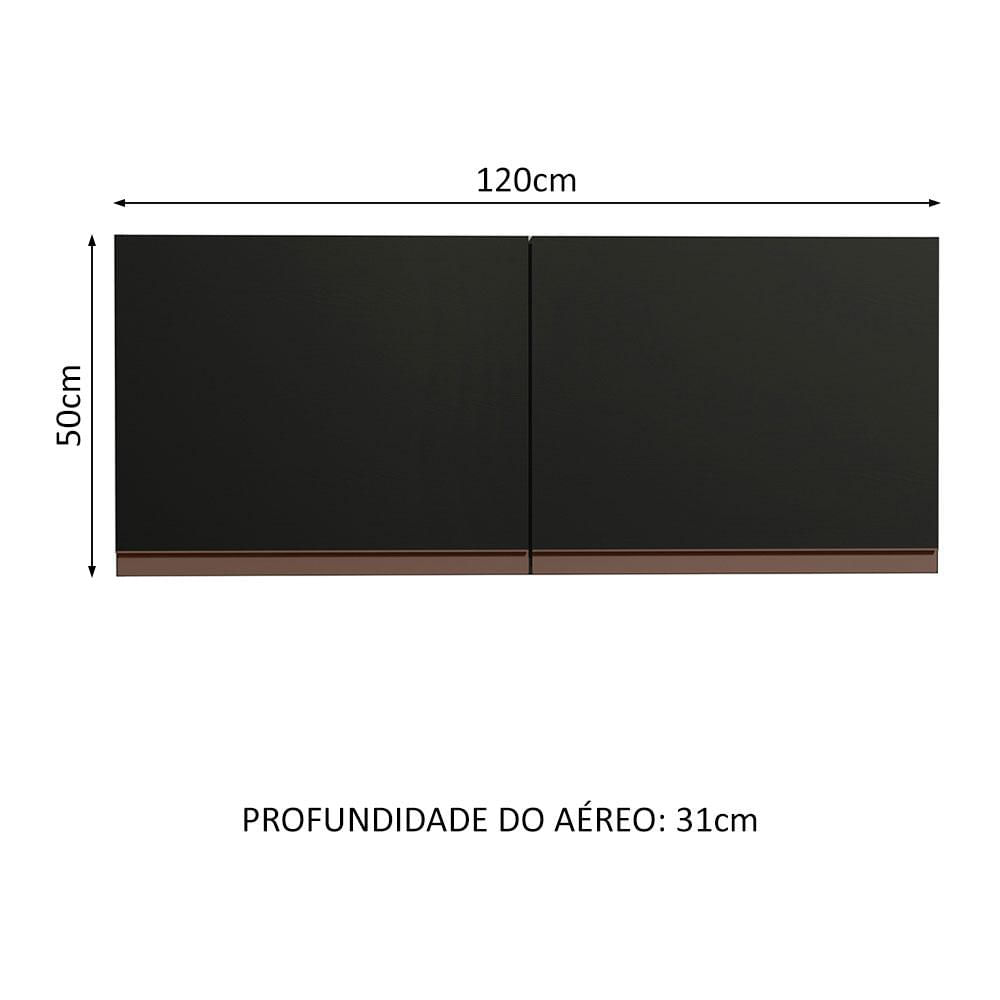 Armário Aéreo de Cozinha Madesa Reims 120 x 50 cm 2 Portas - Preto Preto