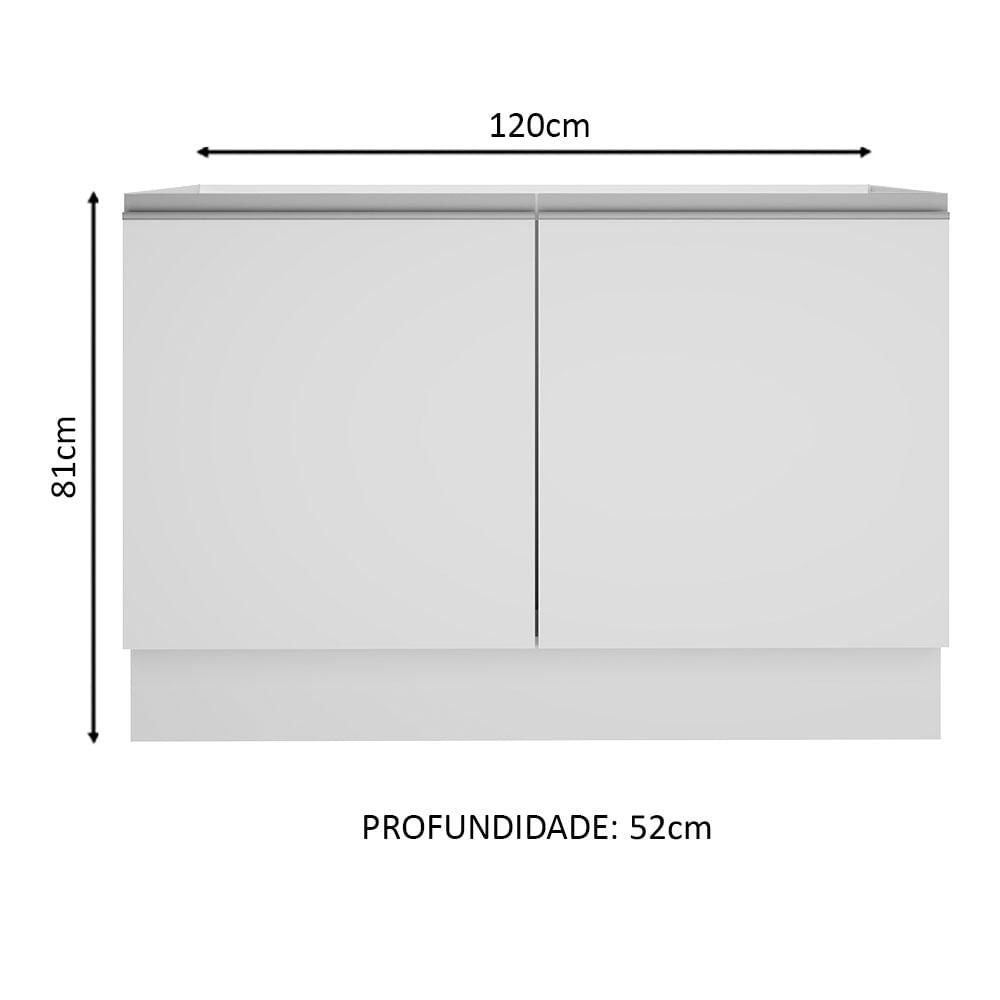 Balcão Gabinete de Pia Madesa Glamy 120 cm 2 Portas - Branco Branco