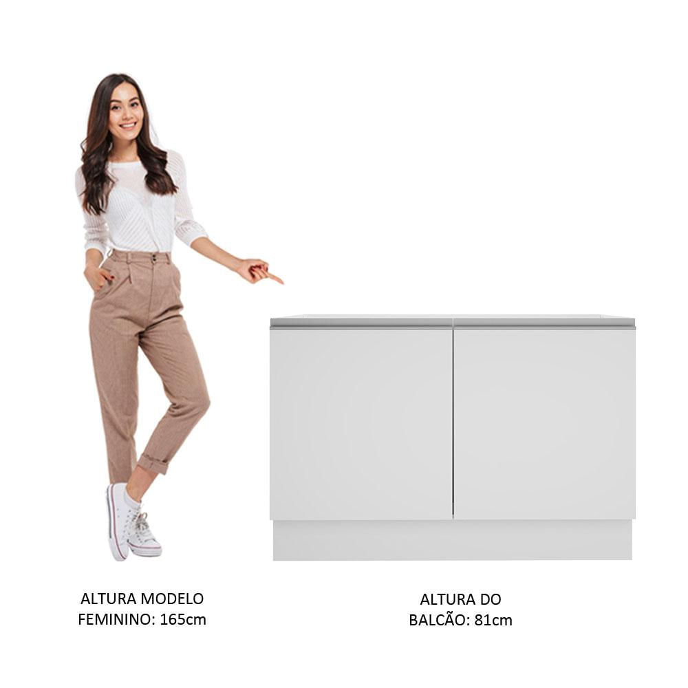 Balcão Gabinete de Pia Madesa Glamy 120 cm 2 Portas - Branco