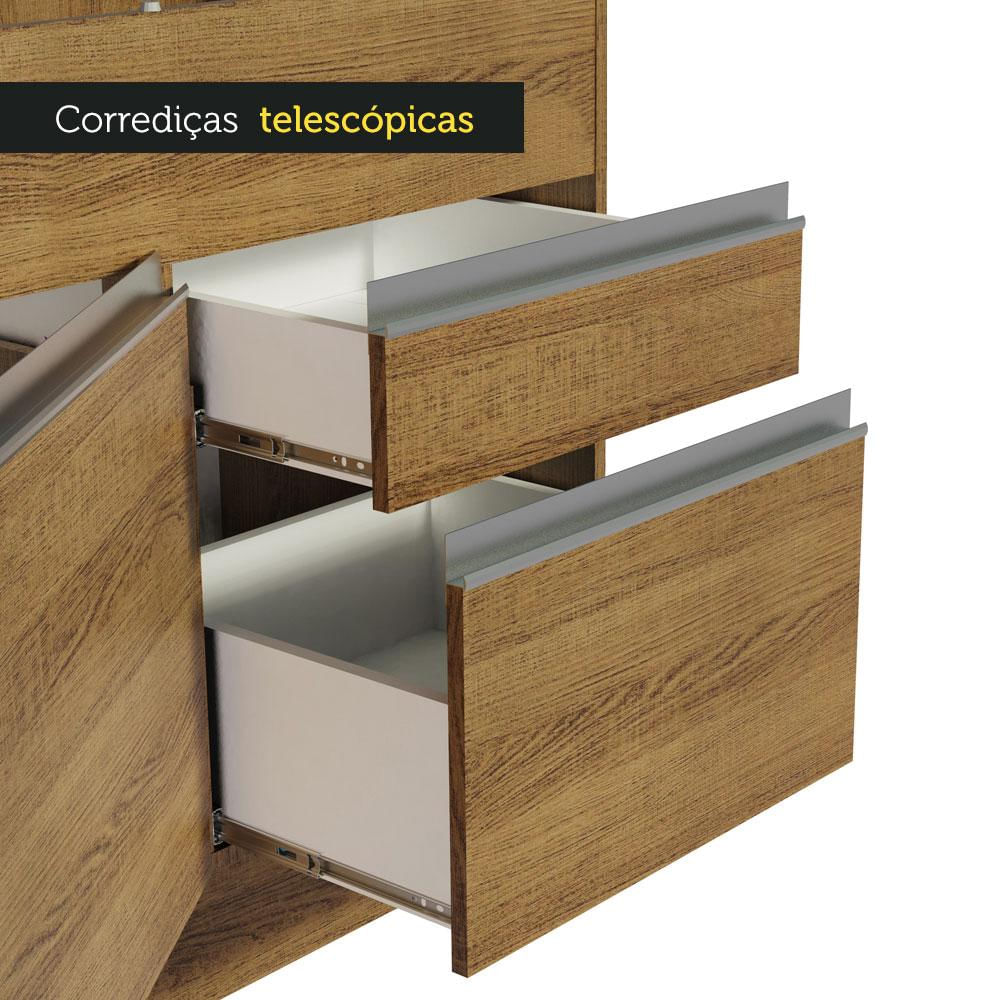 Balcão de Pia Madesa Glamy 150 cm 2 Portas e 2 Gavetas (Sem Tampo e Pia) - Rustic Rustic