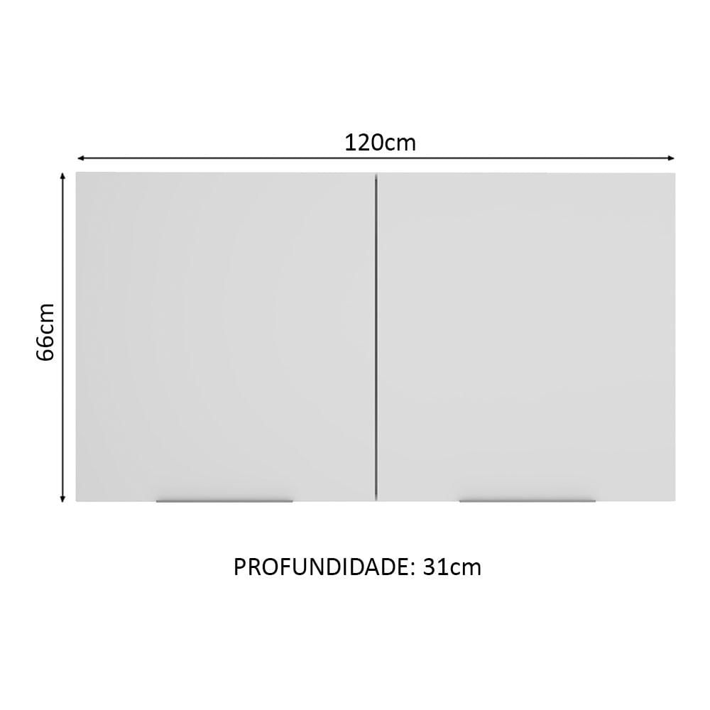 Armário Aéreo Madesa Stella 120 cm 2 Portas - Branco Branco