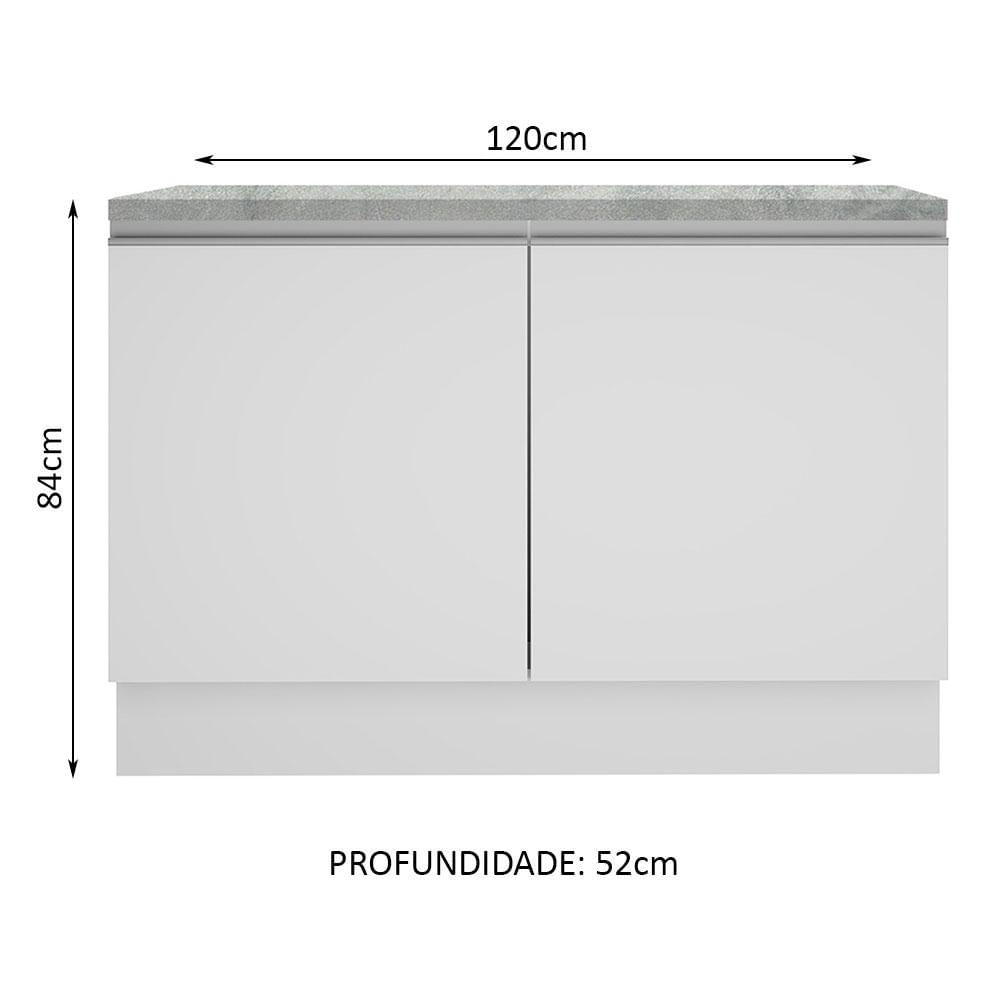 Balcão Madesa Glamy 120 cm 2 Portas (Com Tampo) - Branco Branco