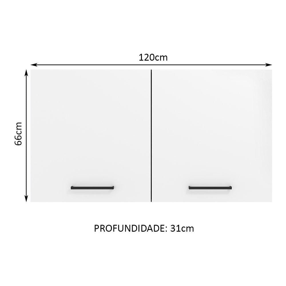 Armário Aéreo Madesa Agata 120 cm 2 Portas - Branco Branco