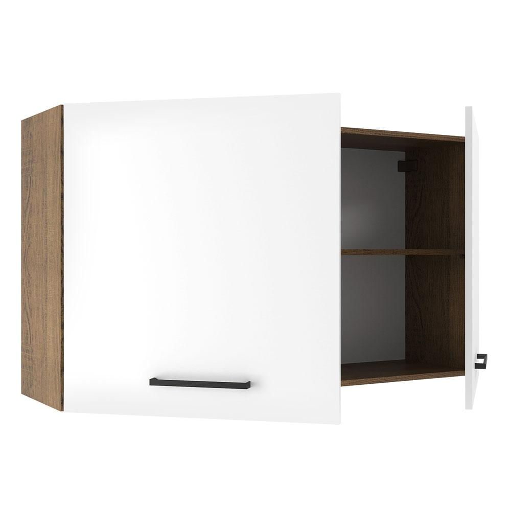 Armário Aéreo Madesa Agata 120 cm 2 Portas - Rustic/Branco Branco