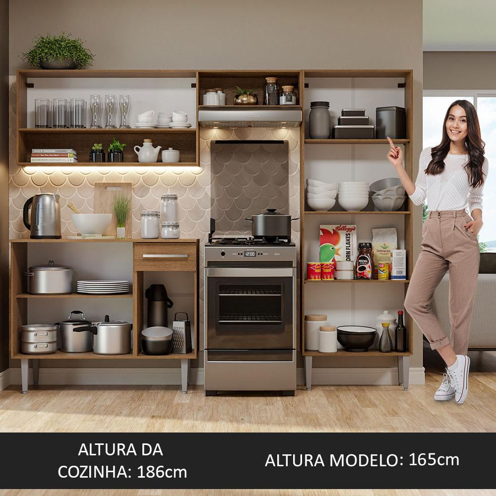 Armário de Cozinha Compacta 229cm Rustic Emilly Pop Madesa 02 Rustic