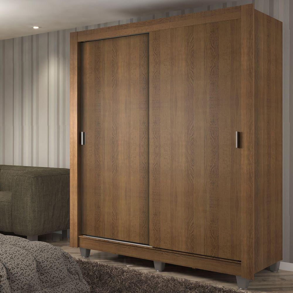 Guarda-Roupa Solteiro Madesa Dallas Plus 2 Portas de Correr 4 Gavetas com Pés - Rustic