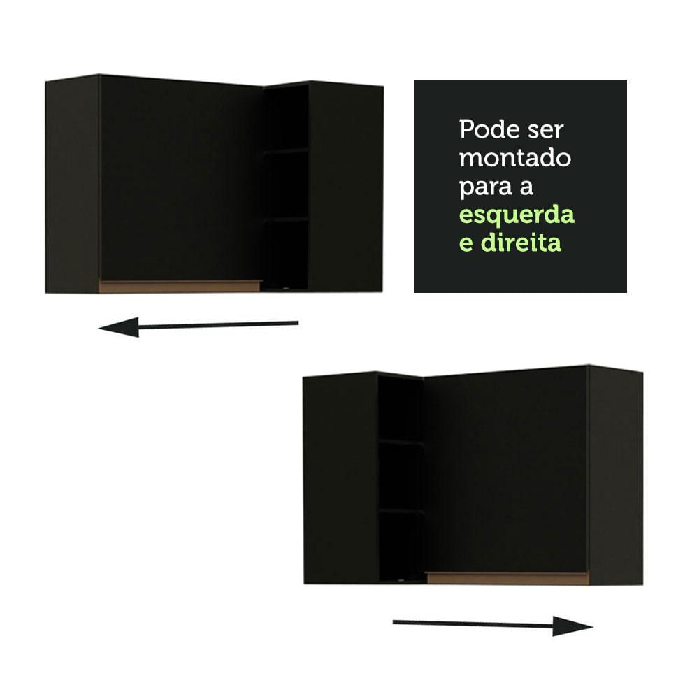 Armário Aéreo de Canto Madesa Reims 1 Porta e Adega - Preto Preto