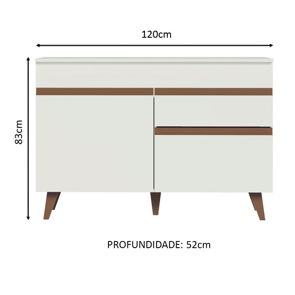 Balcão de Pia Madesa Reims 2 Portas e 1 Gaveta - Branco Branco