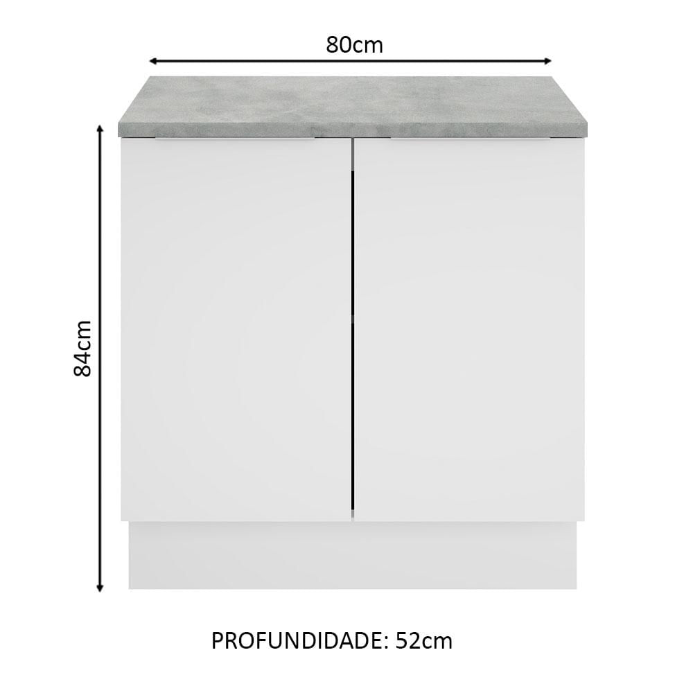 Balcão Madesa Stella 80 cm 2 Portas - Branco Branco