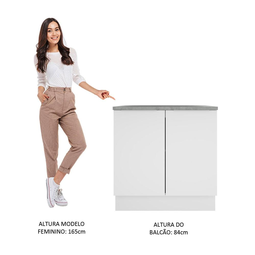 Balcão Madesa Stella 80 cm 2 Portas - Branco Branco