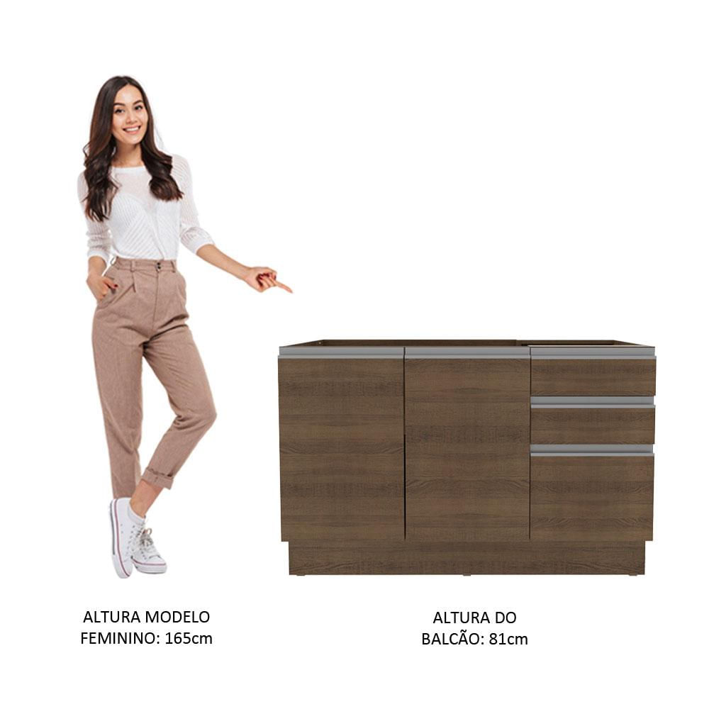 Balcão Gabinete de Pia Madesa Glamy 2 Portas e 3 Gavetas Rustic