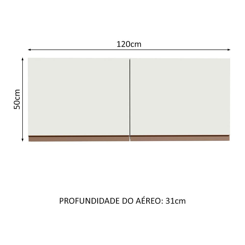 Armário Aéreo Madesa Reims 120 x 50 cm 2 Portas - Branco Branco