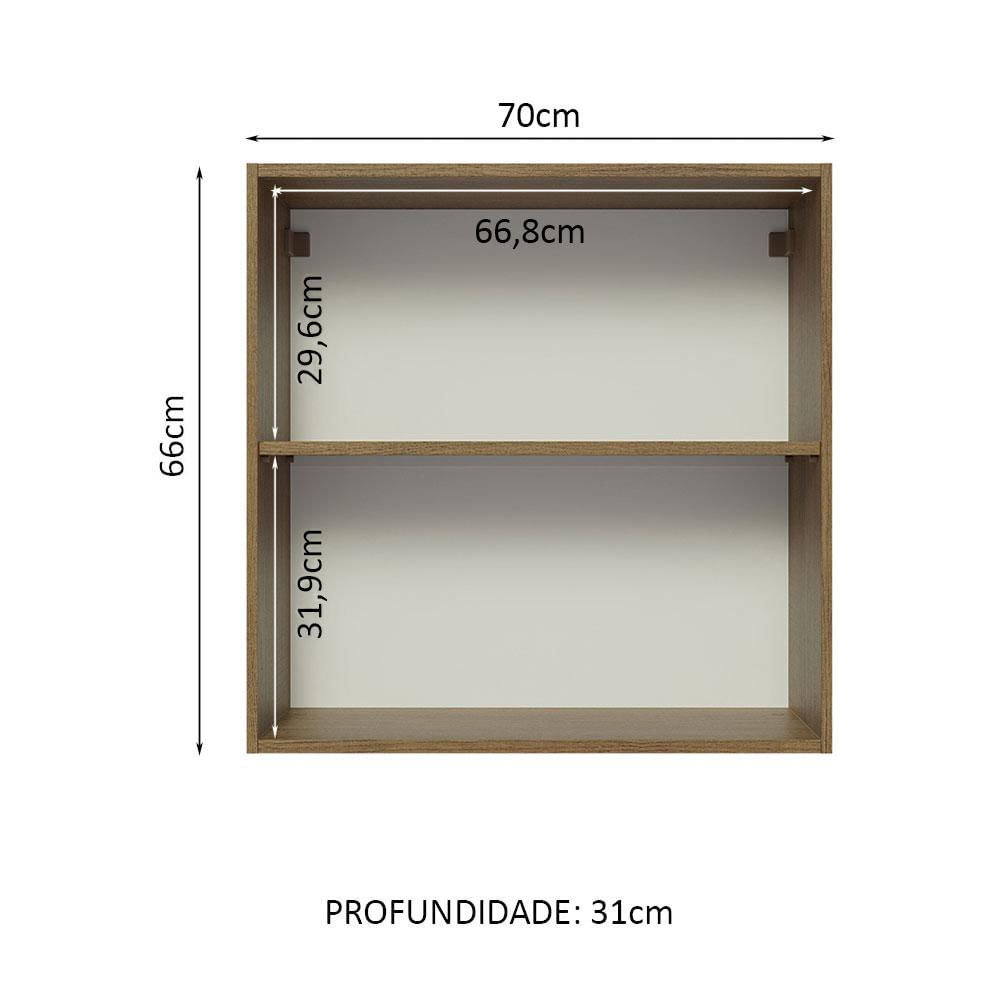 Armário Aéreo 70 cm 2 Portas Rustic Glamy Madesa Rustic