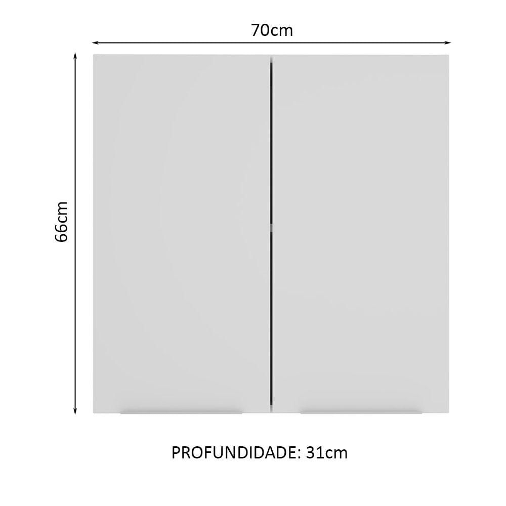 Armário Aéreo 70 cm 2 Portas Branco Stella Madesa Branco