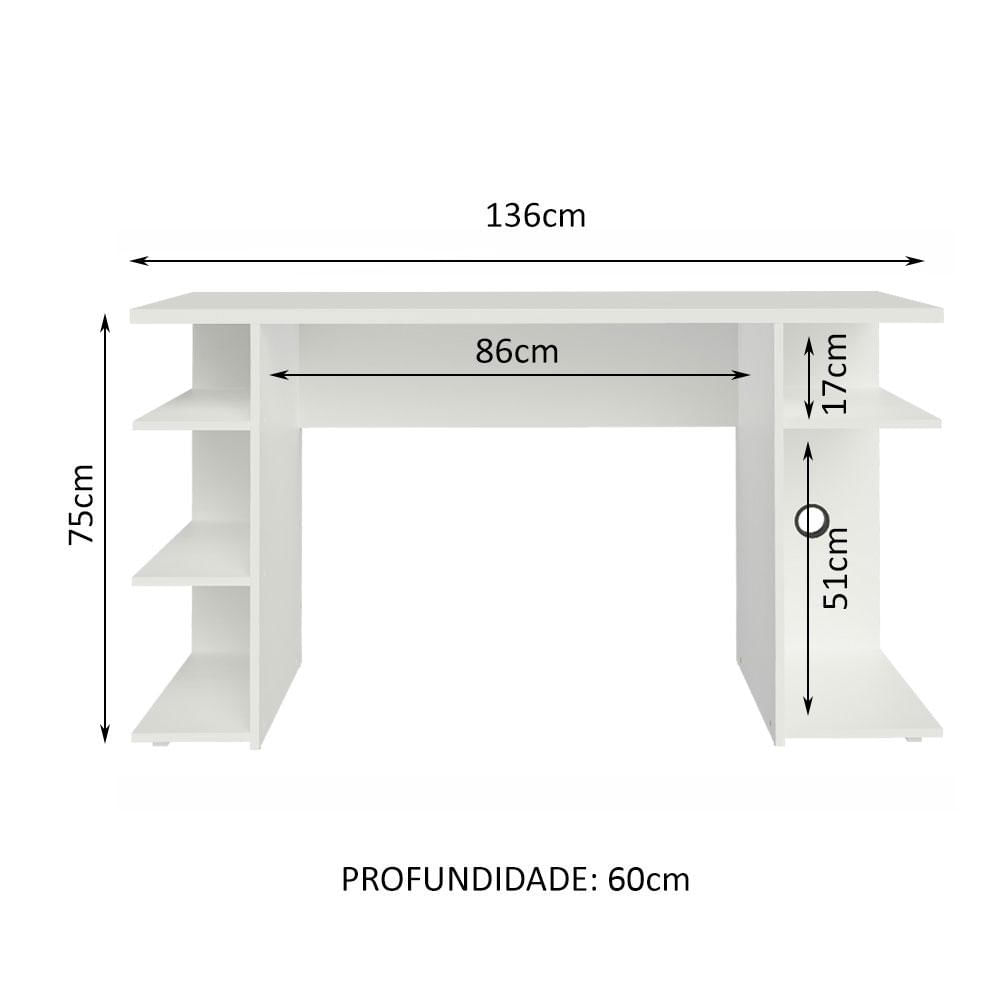 Escrivaninha Mesa para Computador Office 9409 Madesa - Branco Branco