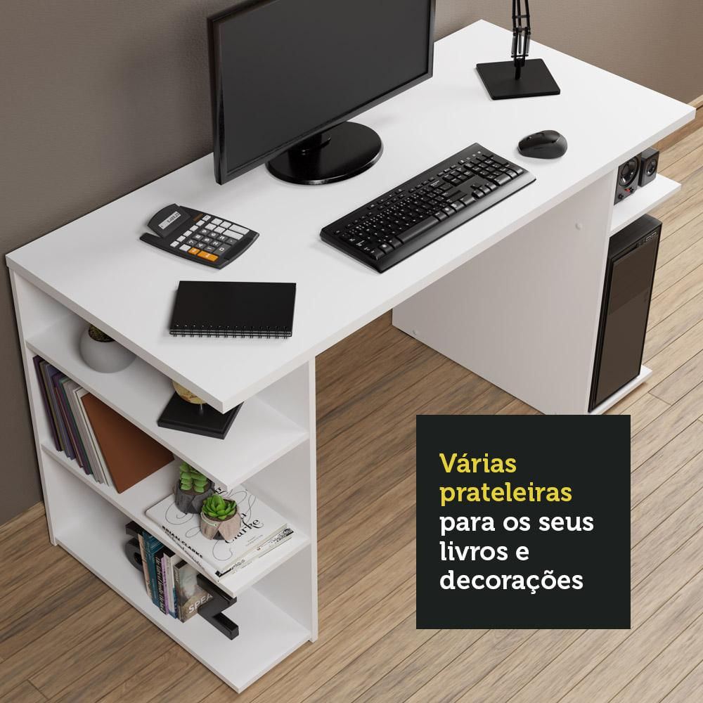 Escrivaninha Mesa para Computador Office 9409 Madesa - Branco Branco