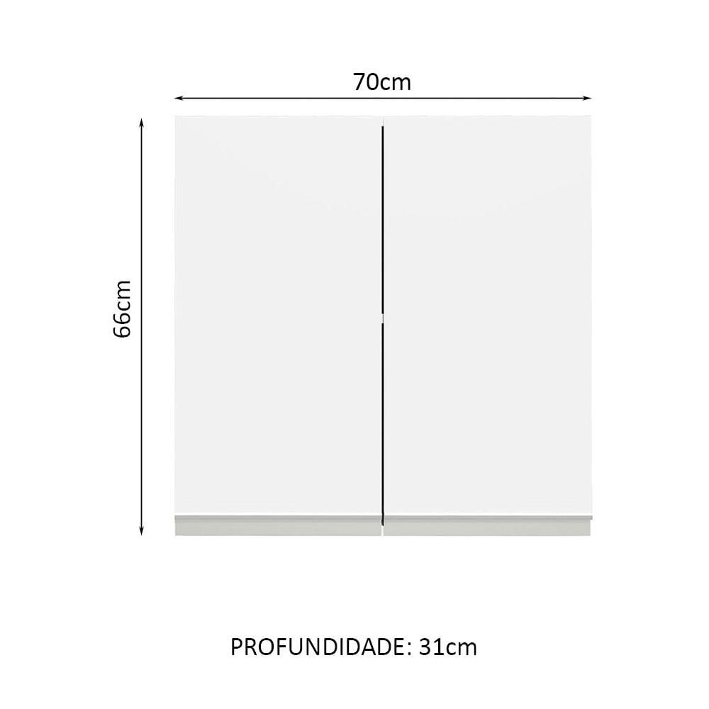 Armário Aéreo 70 cm 2 Portas Branco Glamy Madesa Branco