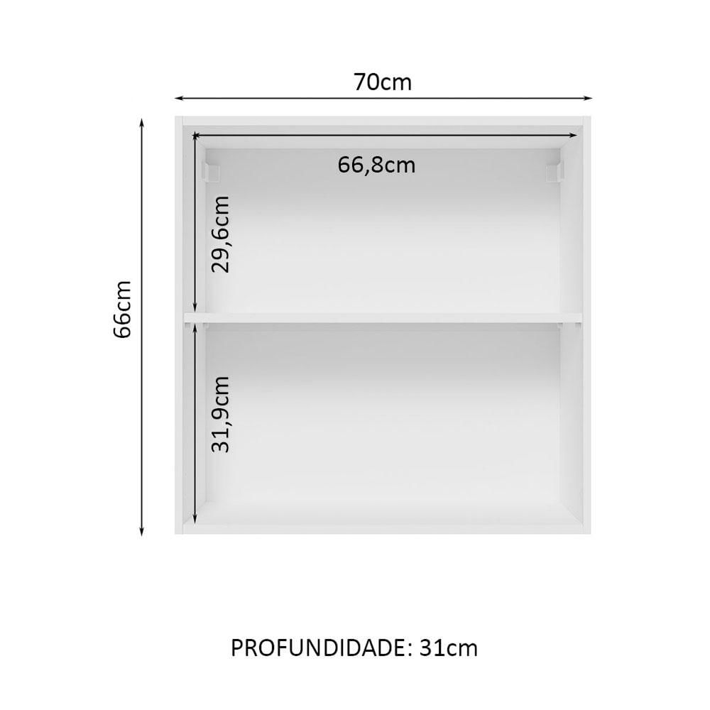 Armário Aéreo 70 cm 2 Portas Branco Glamy Madesa Branco