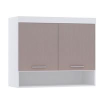 Armário Aéreo Maleiro 97cm 2 Pts Alpes Luciane Móveis Branco Pf/cinammon Pf