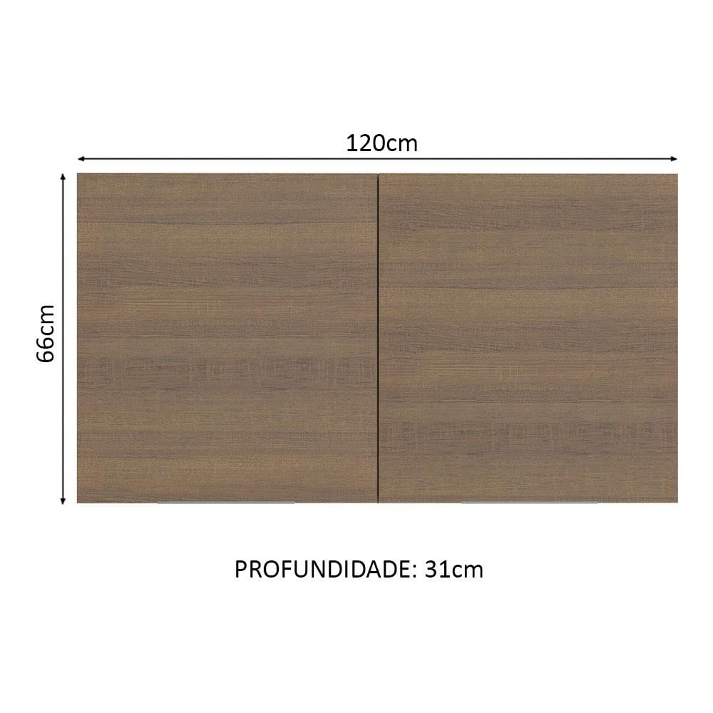 Armário Aéreo Madesa Stella 120 cm 2 Portas - Rustic Rustic