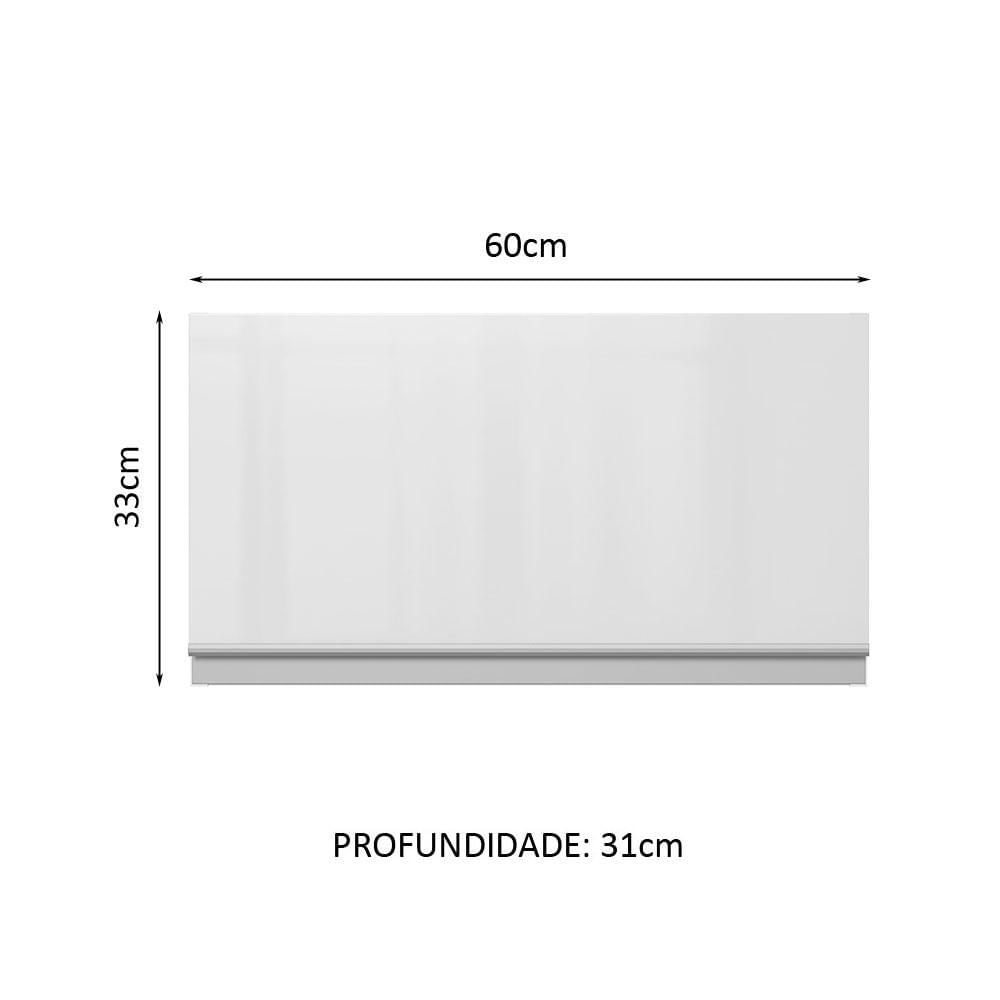 Armário Aéreo Madesa Acordes 100% MDF 60 cm 1 Porta Basculante - Branco Brilho Branco