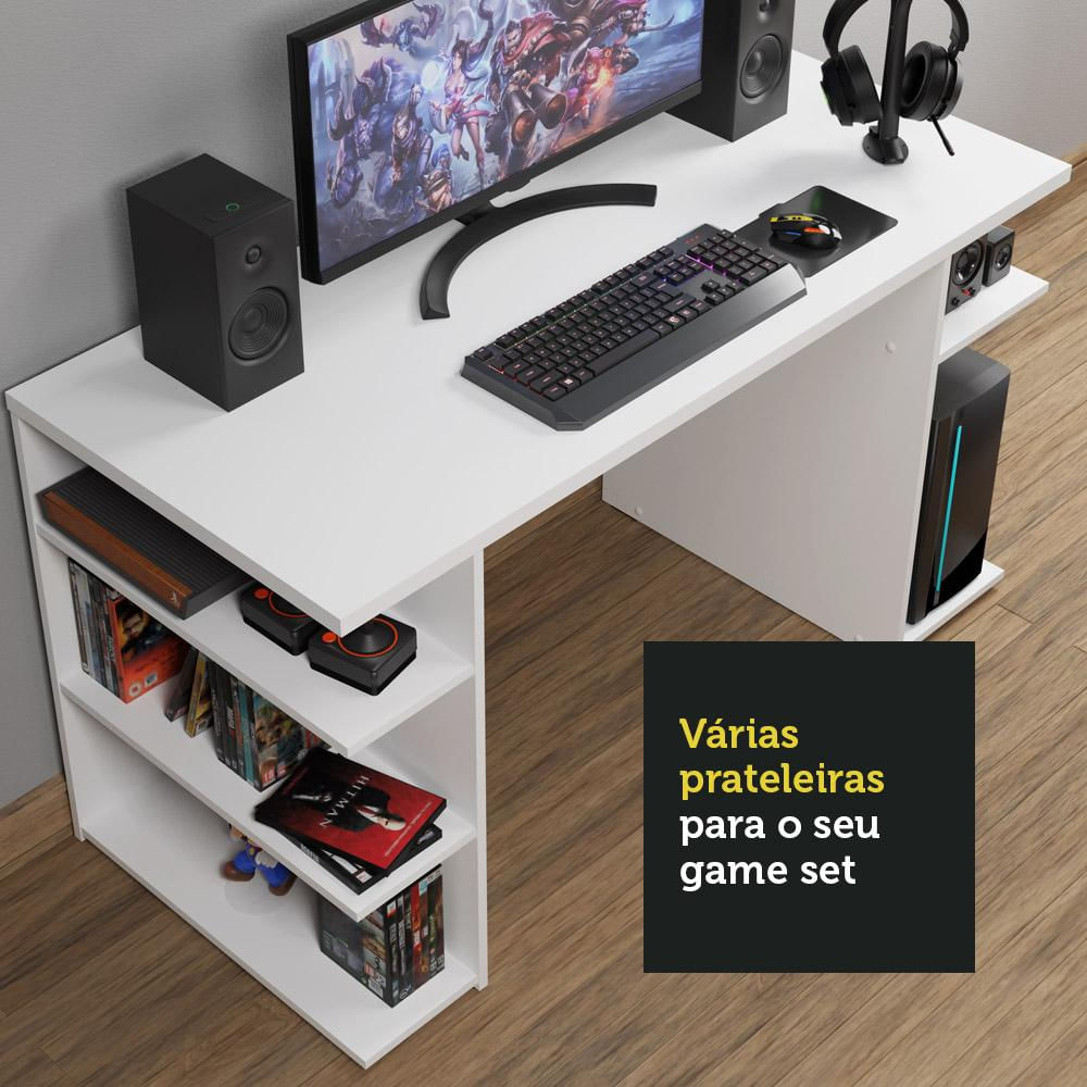 Mesa para Computador Gamer Escrivaninha 9409 Madesa - Branco Branco