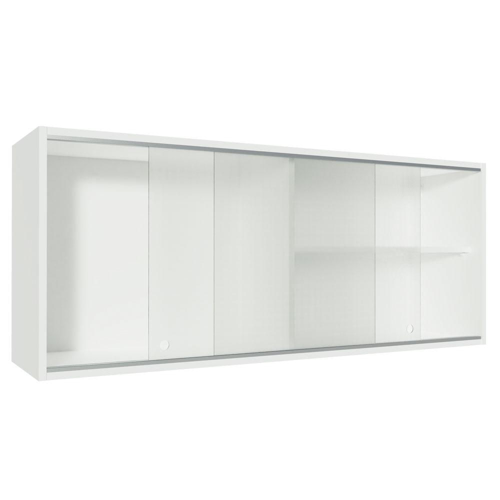 Armário Aéreo Madesa Acordes 100% MDF 2 Portas de Correr de Vidro - Branco Branco