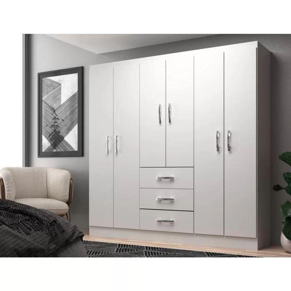 Guarda Roupa Casal Sevilha 6 Portas 3 Gavetas - Branco Branco