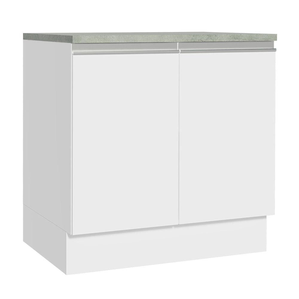 Balcão Madesa Glamy 80 cm 2 Portas - Branco Branco