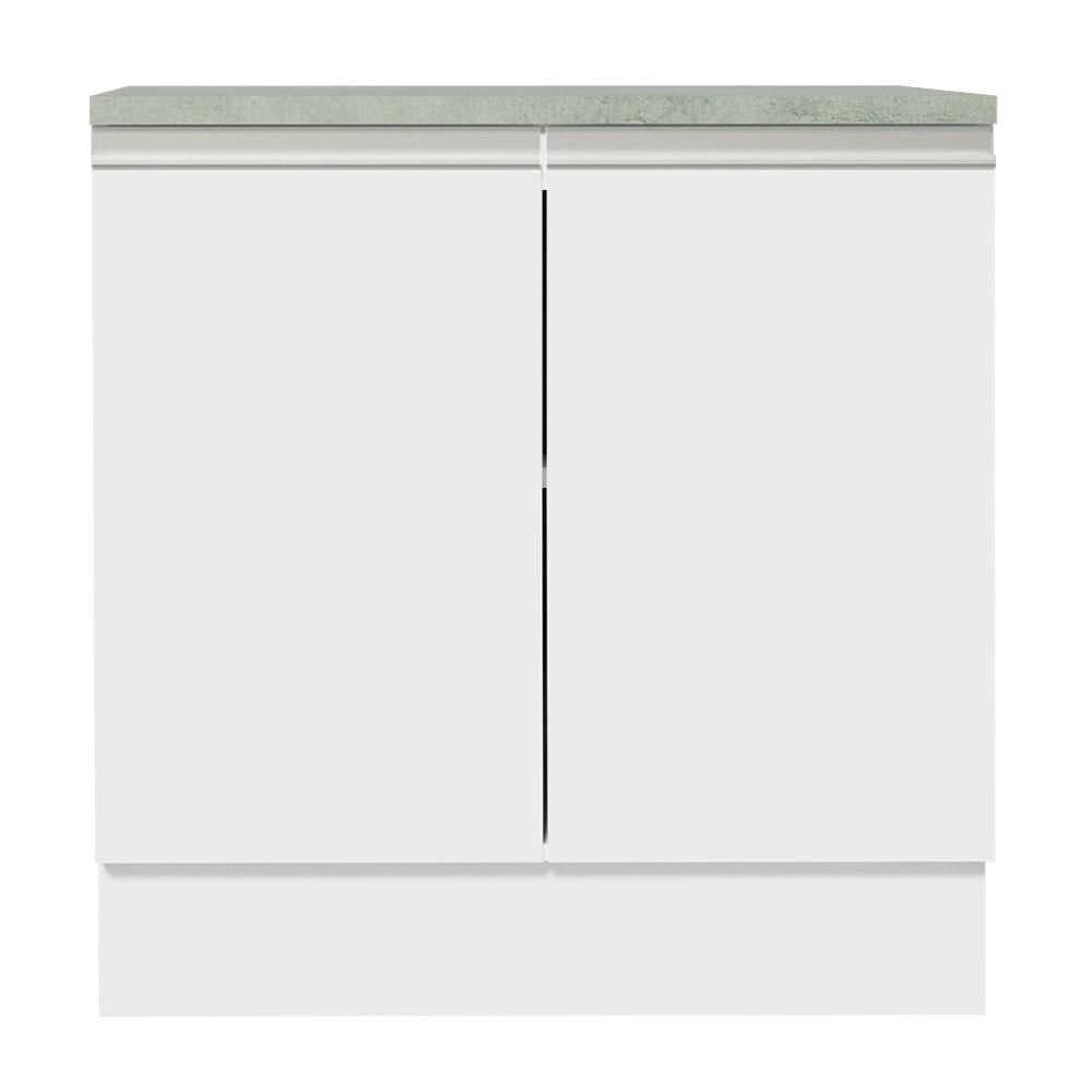 Balcão Madesa Glamy 80 cm 2 Portas - Branco Branco