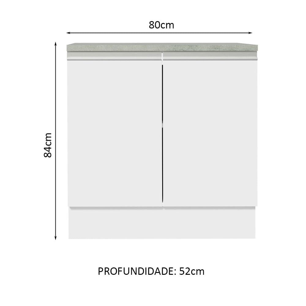 Balcão Madesa Glamy 80 cm 2 Portas - Branco Branco