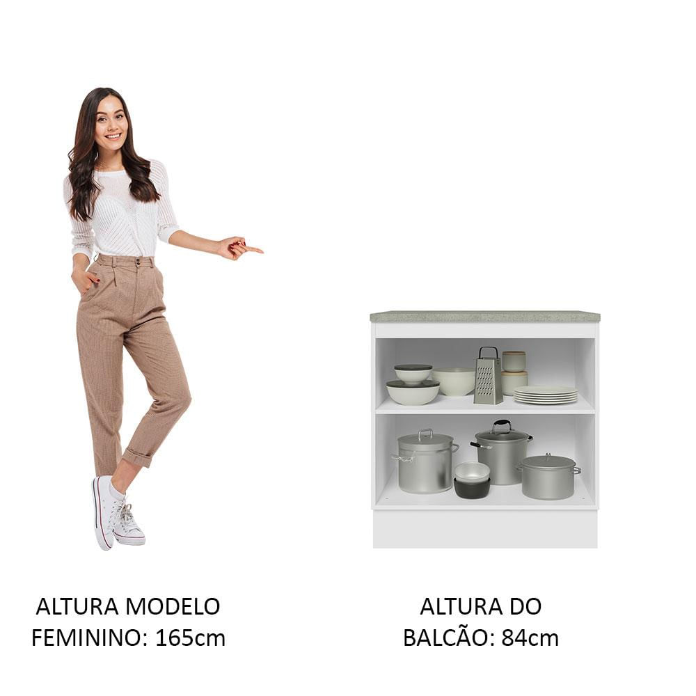 Balcão Madesa Glamy 80 cm 2 Portas - Branco Branco