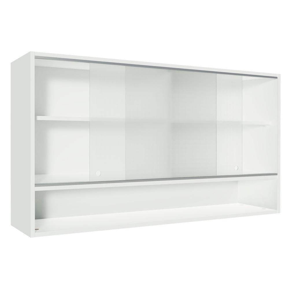 Armário Aéreo Madesa Glamy 2 Portas de Correr de Vidro e 1 Nicho - Branco Branco