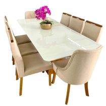 Conjunto De Jantar Vidro 8 Cadeiras Lisboa Art Salas