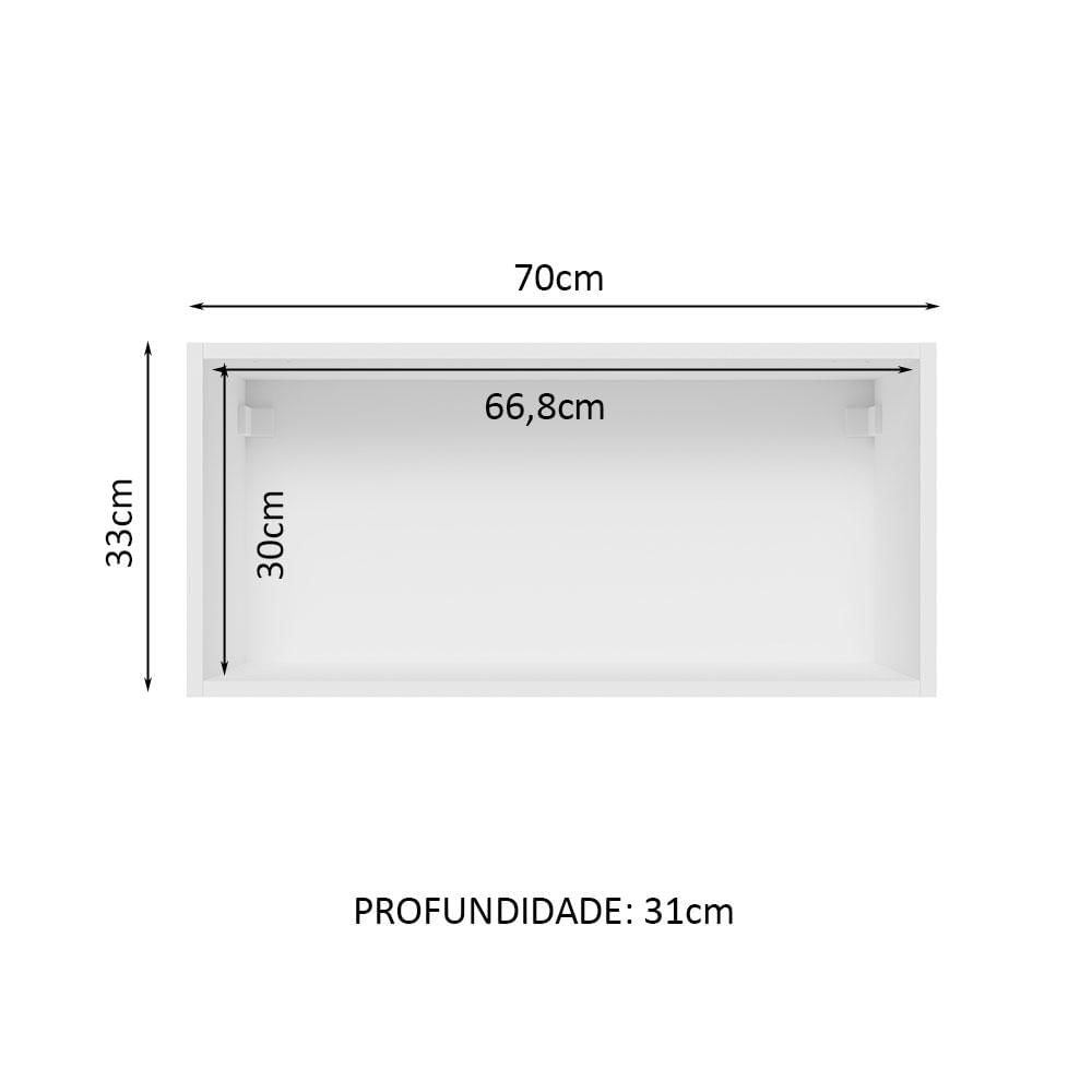 Armário Aéreo de Cozinha Madesa Glamy 70 cm 1 Porta Basculante - Branco Branco