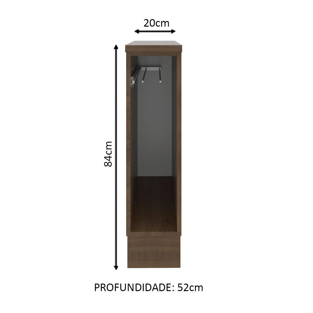 Balcão Porta-Pano Madesa para Cozinhas Glamy, Agata e Stella 20 cm (Com Tampo) - Rustic Rustic