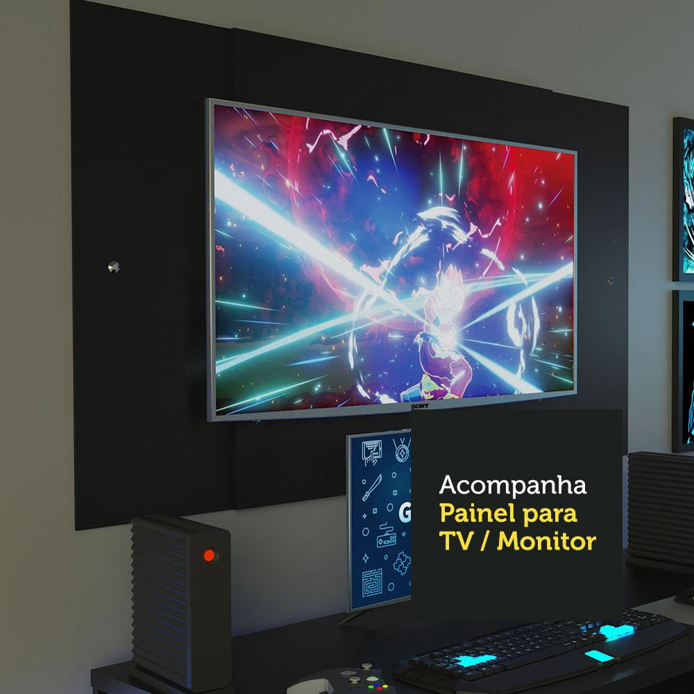 Mesa para Computador Gamer Madesa 9409 e Painel para TV até 58 Polegadas - Preto Preto