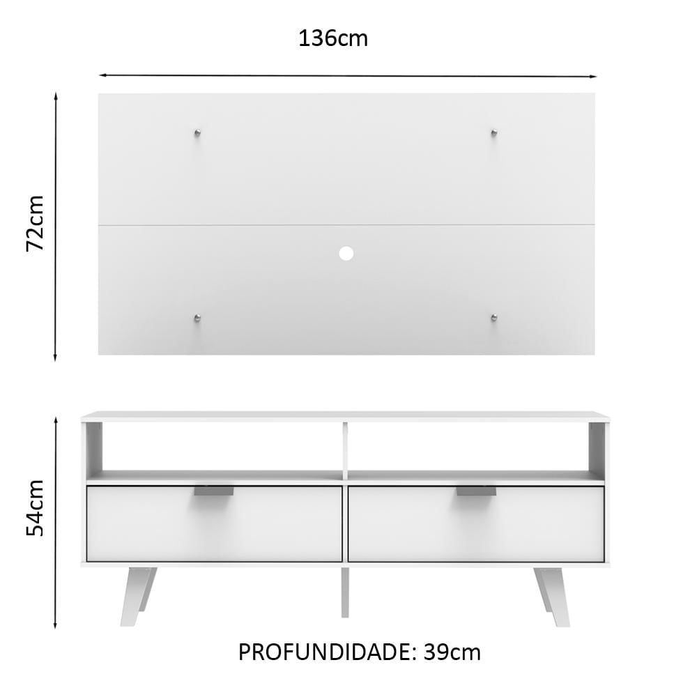 Rack Madesa Oslo e Painel para TV até 55 Polegadas 2 Portas Branco