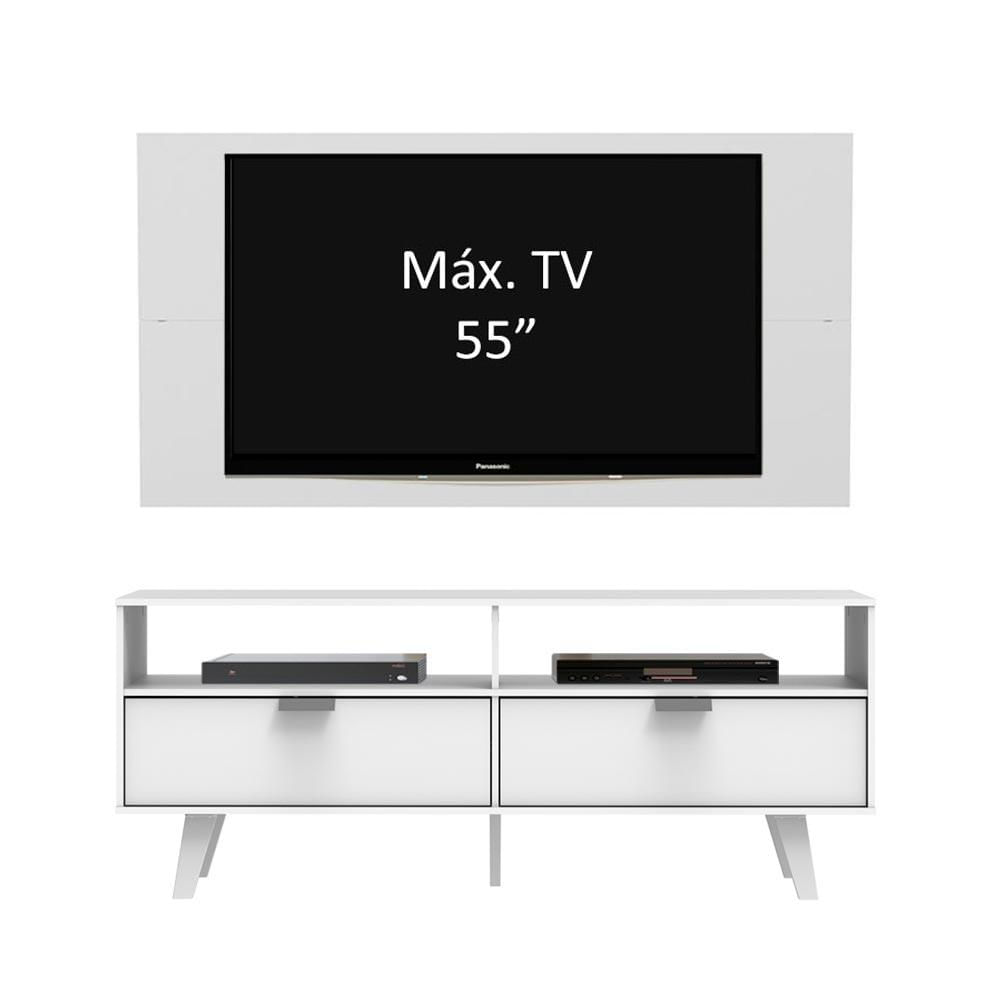 Rack Madesa Oslo e Painel para TV até 55 Polegadas 2 Portas Branco