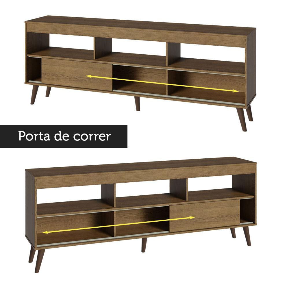 Rack com Painel para TV até 65 Polegadas com Pés Rustic Detroit Madesa Rustic