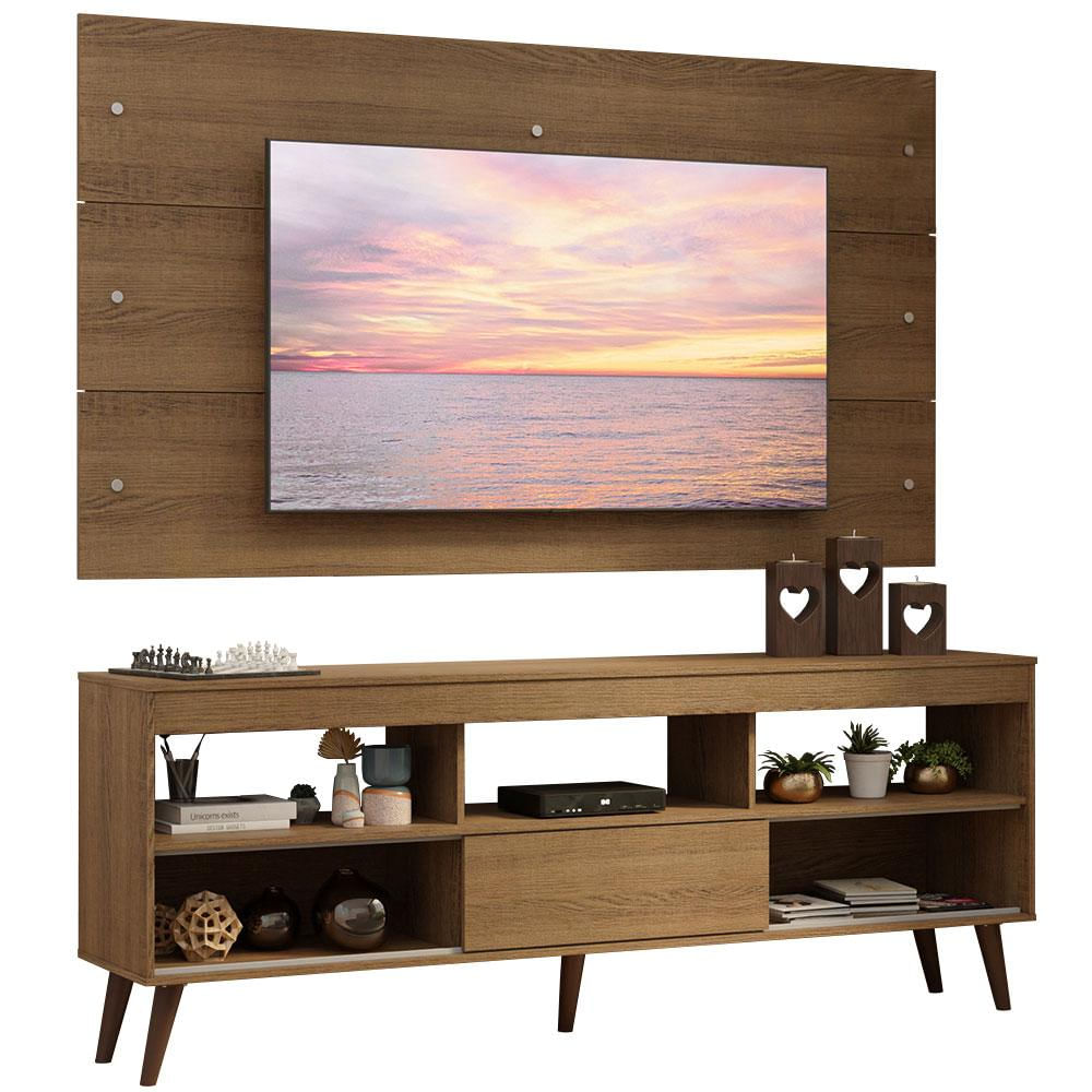 Rack com Painel para TV até 65 Polegadas com Pés Rustic Detroit Madesa Rustic