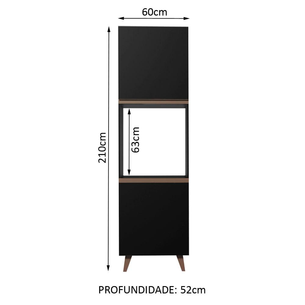 Torre-Quente Madesa Reims 60 cm 2 Portas - Preto Preto