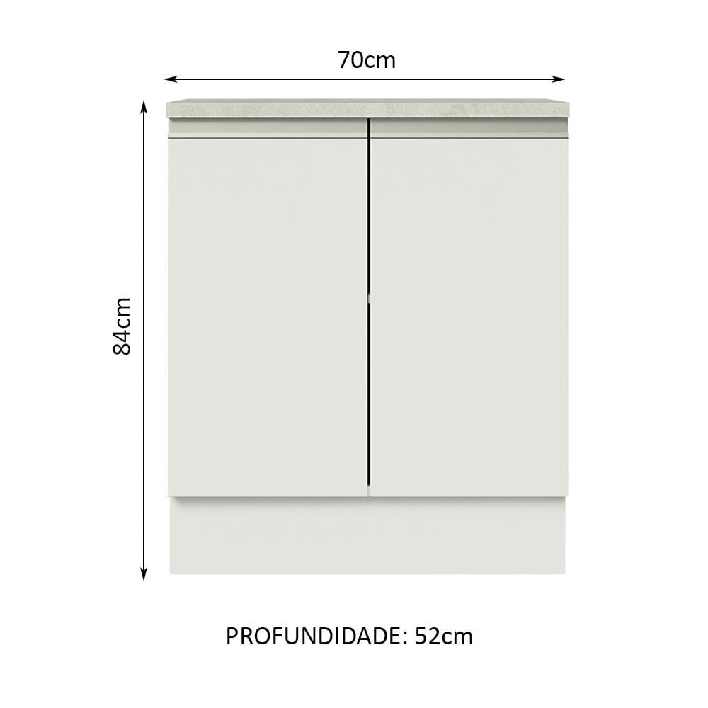 Balcão de Cozinha Madesa Glamy 70 cm 2 Portas - Branco Branco