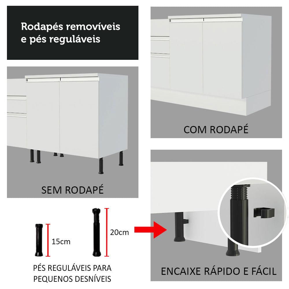 Balcão de Cozinha Madesa Glamy 70 cm 2 Portas - Branco Branco