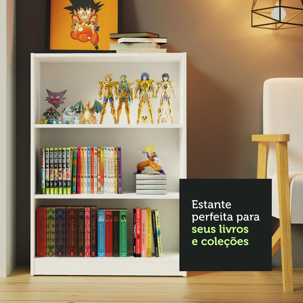 Estante Livreiro Madesa 6907 com 3 Nichos - Branco Branco