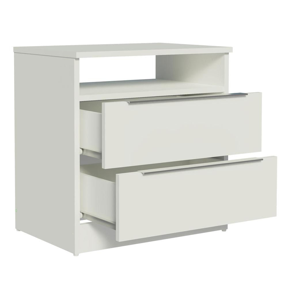 Mesa de Cabeceira Madesa 3227 com 2 Gavetas - Branco Branco