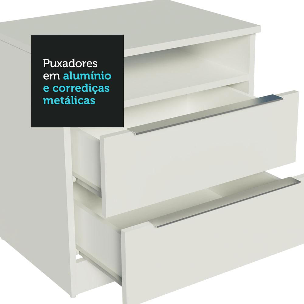 Mesa de Cabeceira Madesa 3227 com 2 Gavetas - Branco Branco