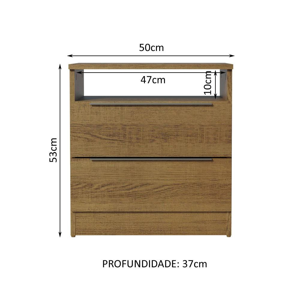 Mesa de Cabeceira Madesa 3227 com 2 Gavetas - Rustic Rustic